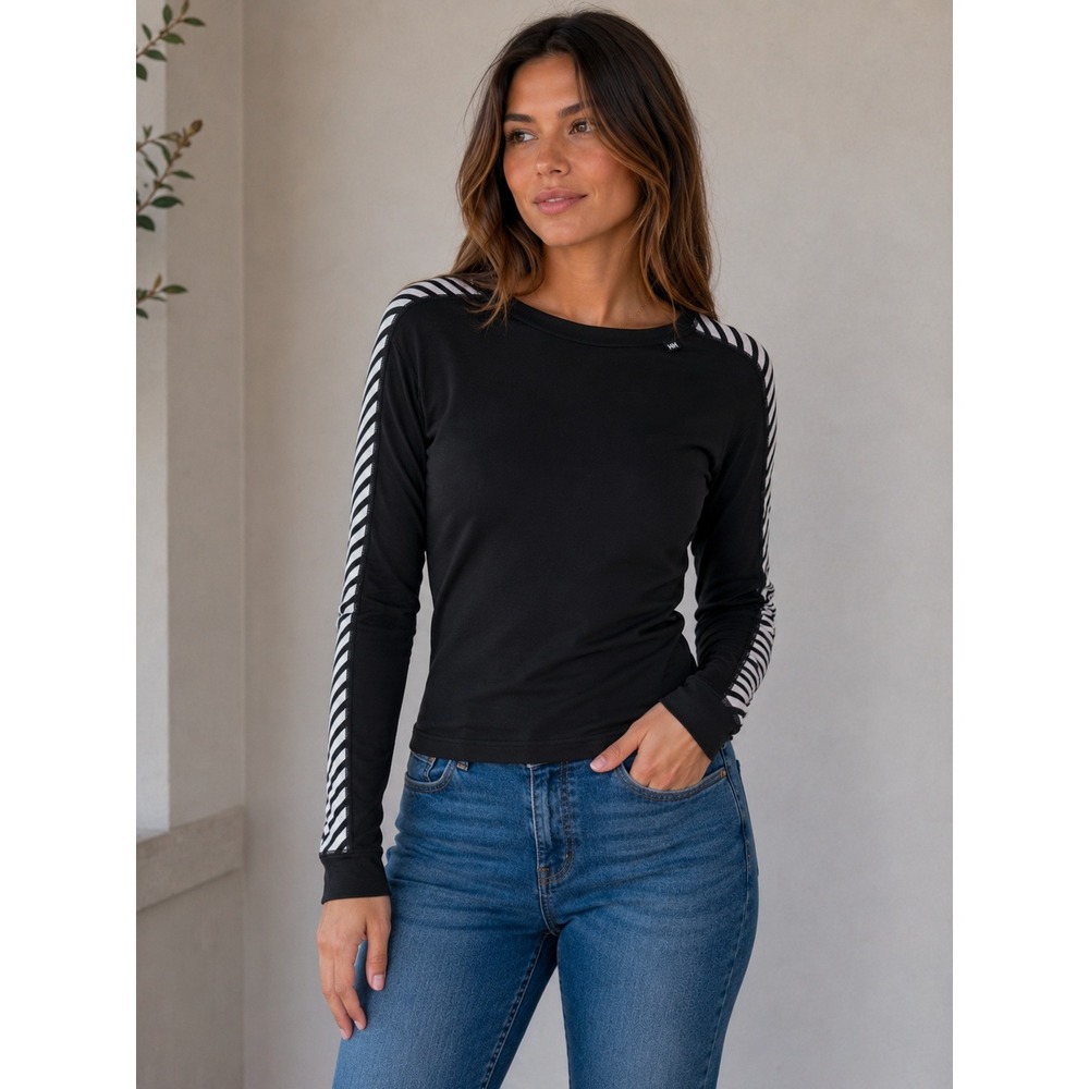 Helly Hansen Shirt Womens Large Black HH Dry Original Crew Base Layer